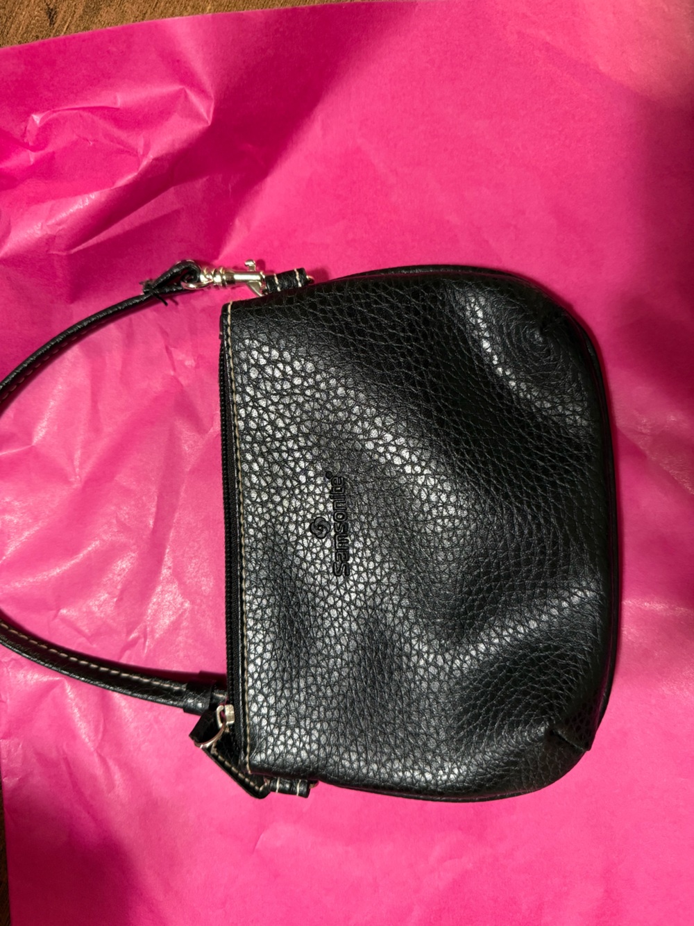Black Samsonite Pebbled Leather small clutch Bag